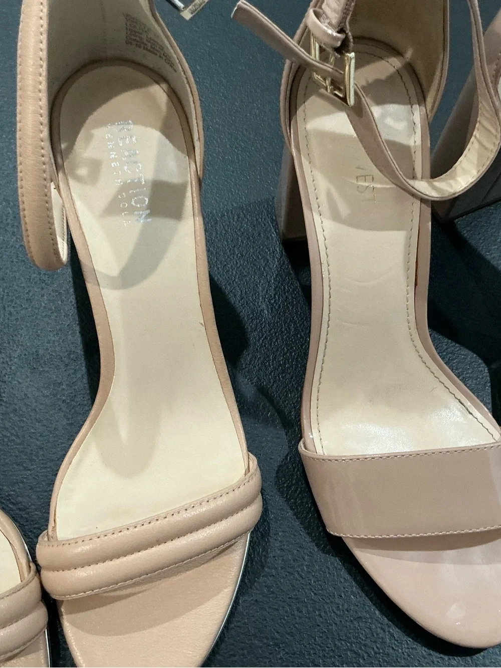 women’s size 10 nude heel lot of three pairs ankle strap block heel sandals.